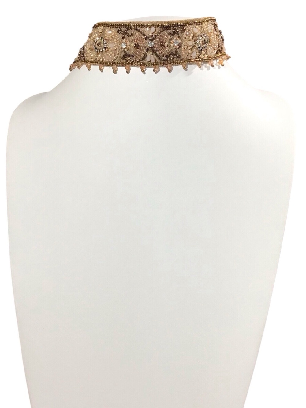 Chicos Beaded Fabric Statement Choker Necklace Fashion Jewelry